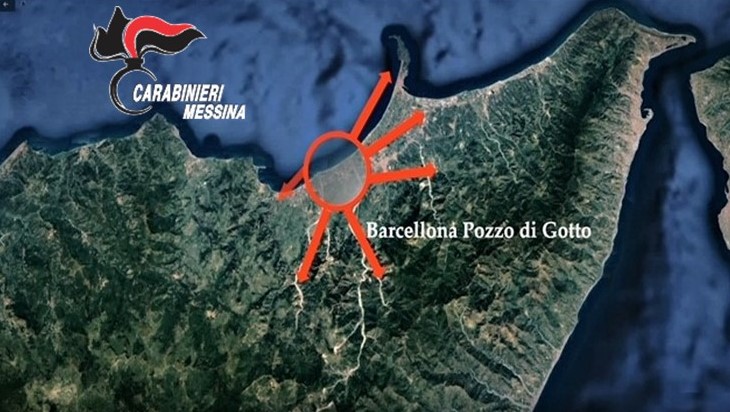 Cartina operazione antimafia Carabinieri Messina
